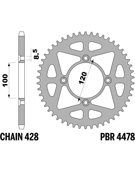 Kit chaine EK CHAIN super-renforcée acier BETA RE 125 4T ENDURO 2013 - 2017