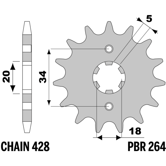 Kit chaine EK CHAIN super-renforcée acier HONDA CB 125 1968 - 1974