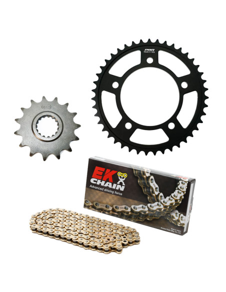 Kit chaine EK CHAIN racing acier SHERCO 250 SE F-R 2014 - 2015 - SEF-R 2016 - 2020 - 300 SE F-R 2014 - 2015 - SEF-R 2016 - 2020