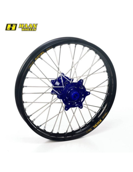 Roue arrière complète HAAN WHEELS (19x2,15) - Jante A60 noire / Moyeu bleu / Rayons argent - KTM / HVA
