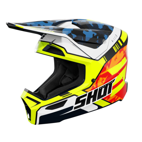 Casque cross enfant Shot 2026 Furious Flash - Jaune fluo