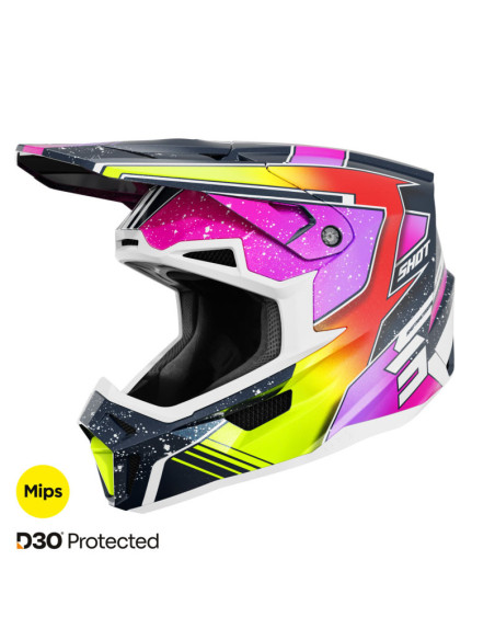 Casque cross Shot 2026 Lite Racing - Jaune fluo