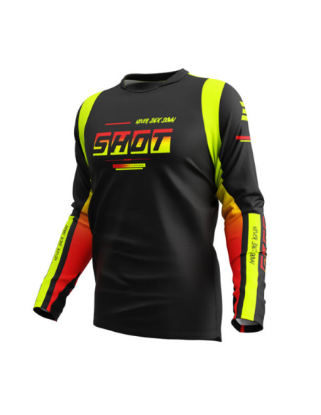 Maillot cross Shot 2026 Devo Block - Jaune fluo
