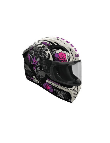 Casque moto Airoh 2026 Connor Bloom - Blanc Violet