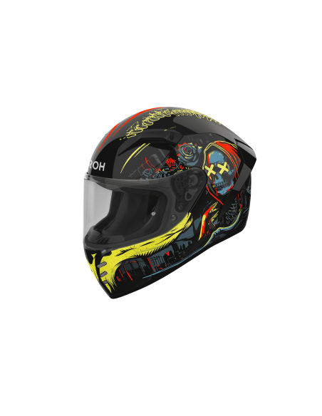 Casque moto Airoh 2026 Connor Double Face - Noir Jaune Rouge