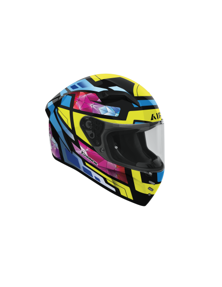 Casque moto Airoh 2026 Connor Stellar  - Jaune Bleu Rouge