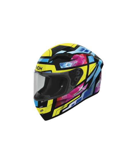 Casque moto Airoh 2026 Connor Stellar  - Jaune Bleu Rouge