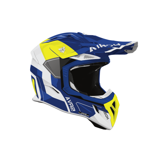 Casque moto cross Airoh 2026 Aviator Ace 2 Shield - Bleu Jaune