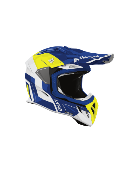 Casque moto cross Airoh 2026 Aviator Ace 2 Shield - Bleu Jaune