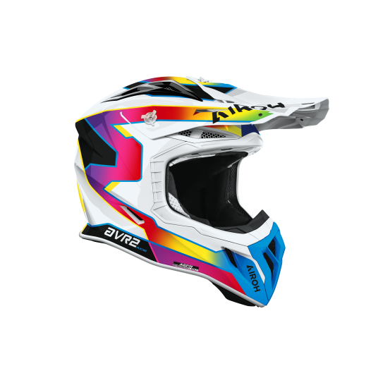 Casque moto cross Airoh 2026 Aviator Ace 2 Sunrise - Blanc Jaune Rouge Bleu