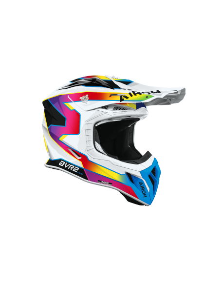 Casque moto cross Airoh 2026 Aviator Ace 2 Sunrise - Blanc Jaune Rouge Bleu