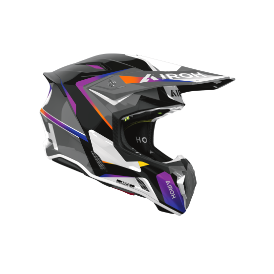 Casque moto cross Airoh 2026 Twist 3 Hustle - Gris Violet Orange
