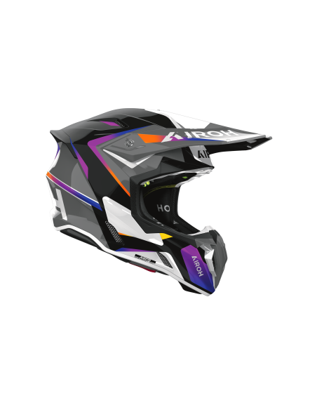 Casque moto cross Airoh 2026 Twist 3 Hustle - Gris Violet Orange