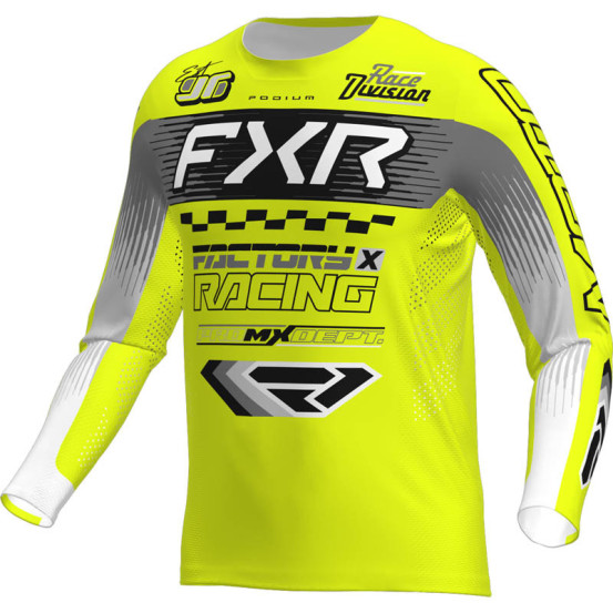 Maillot cross enfant FXR 2026 Podium - Jaune Fluo Noir Gris