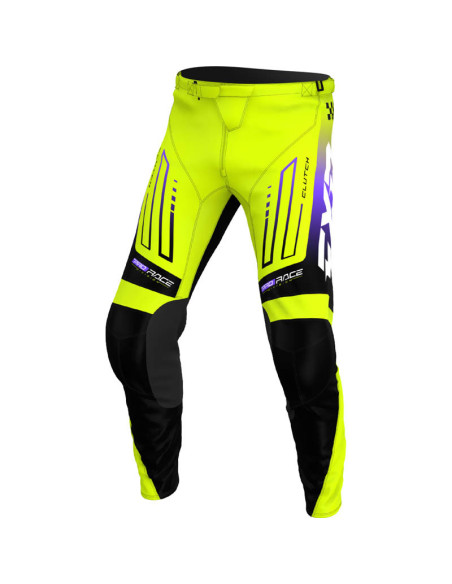 Pantalon cross enfant FXR 2026 Clutch - Jaune Fluo Noir Violet