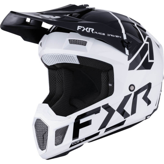 Casque cross FXR Clutch Comp - Blanc Noir