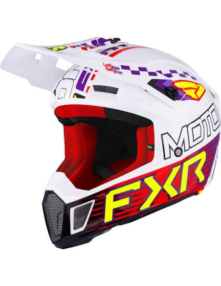 Casque cross FXR Clutch Race Div - Blanc Violet Rouge