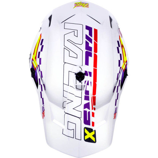 Casque cross FXR Clutch Race Div - Blanc Violet Rouge