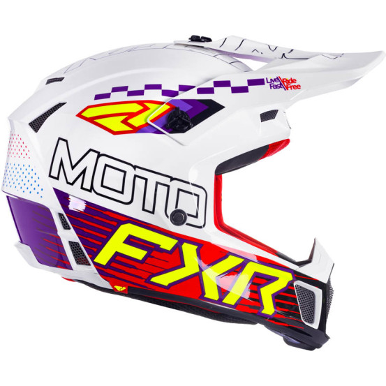 Casque cross FXR Clutch Race Div - Blanc Violet Rouge