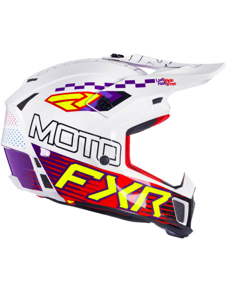Casque cross FXR Clutch Race Div - Blanc Violet Rouge