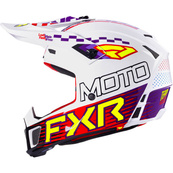 Casque cross FXR Clutch Race Div - Blanc Violet Rouge