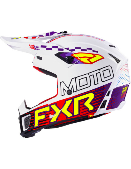 Casque cross FXR Clutch Race Div - Blanc Violet Rouge