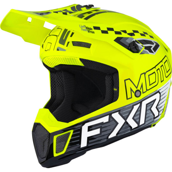Casque cross FXR Clutch Race Div - Jaune Fluo