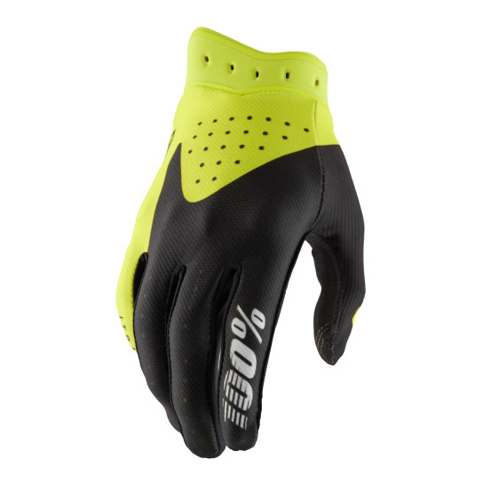 Gants cross 100% Itrack 2 - Noir Jaune Fluo