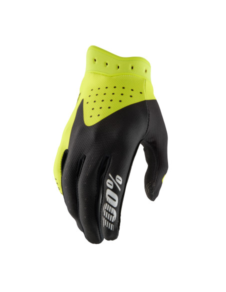 Gants cross 100% Itrack 2 - Noir Jaune Fluo
