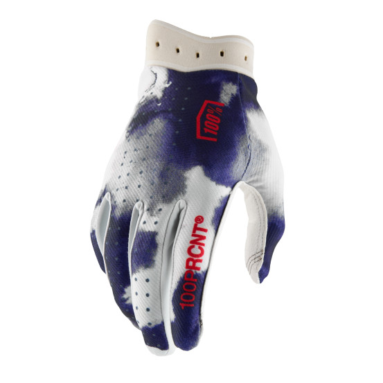 Gants cross 100% Itrack 2 - Bleu Blanc