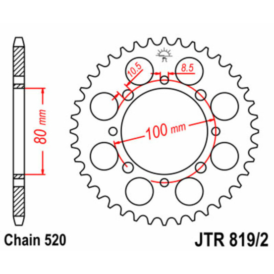 Couronne acier JT - Pas 520 - SUZUKI 250cc