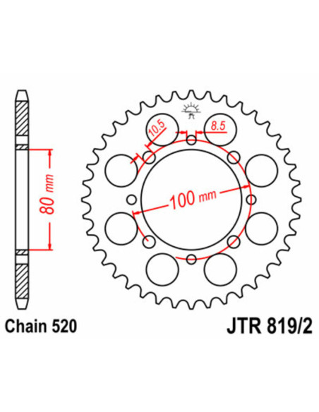 Couronne acier JT - Pas 520 - SUZUKI 250cc