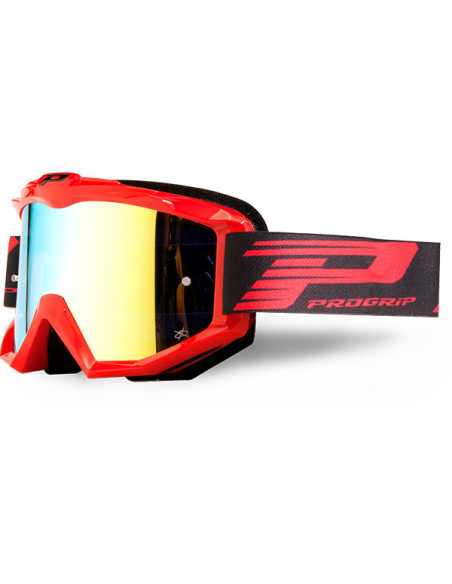 Masque cross Progrip Atzaki Mirror 3201 - Rouge Fluo
