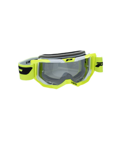 Masque cross Progrip Vista Mirror 3303 - Jaune Fluo Blanc
