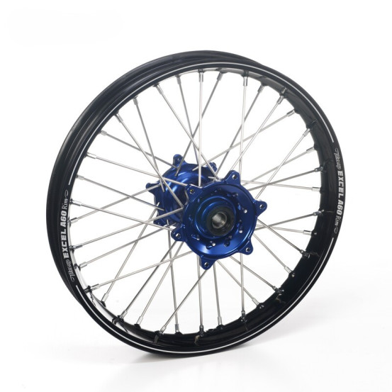 Roue arrière complète 18x2,15 HAAN WHEELS - 36 rayons - Cercle EXCEL A60 noir / Moyeu bleu - SHERCO