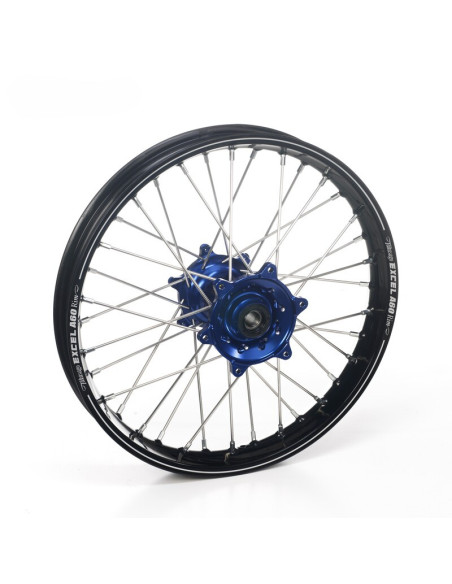 Roue arrière complète 18x2,15 HAAN WHEELS - 36 rayons - Cercle EXCEL A60 noir / Moyeu bleu - SHERCO