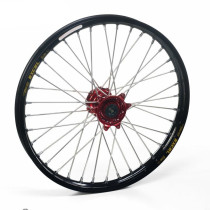 Roue avant complète 21x1,60 HAAN WHEELS - 36 rayons - Cercle EXCEL noir / Moyeu rouge - BETA