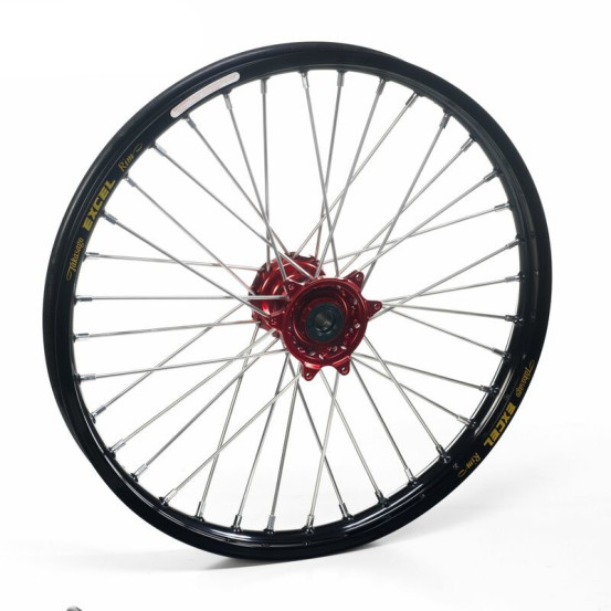Roue avant complète 21x1,60 HAAN WHEELS - 36 rayons - Cercle EXCEL noir / Moyeu rouge - BETA