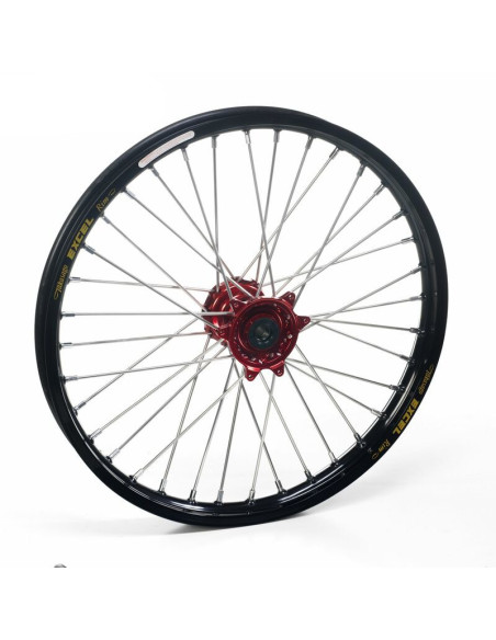 Roue avant complète 21x1,60 HAAN WHEELS - 36 rayons - Cercle EXCEL noir / Moyeu rouge - BETA