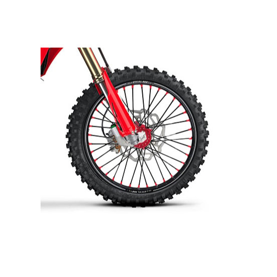 Roue avant complète 21x1,60 HAAN WHEELS - 36 rayons - Cercle EXCEL A60 noir / Moyeu rouge - HONDA