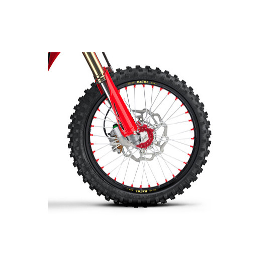 Roue avant complète 21x1,60 HAAN WHEELS - 36 rayons - Cercle EXCEL noir / Moyeu rouge - HONDA