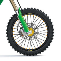 Roue avant complète 19x1,40 HAAN WHEELS - 36 rayons - Cercle EXCEL noir / Moyeu or - KAWASAKI