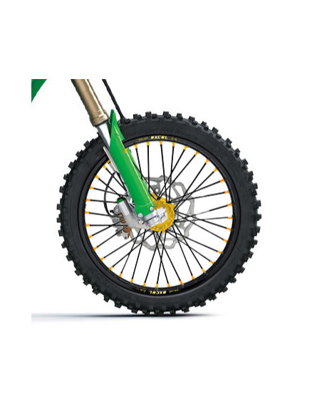 Roue avant complète 19x1,40 HAAN WHEELS - 36 rayons - Cercle EXCEL noir / Moyeu or - KAWASAKI