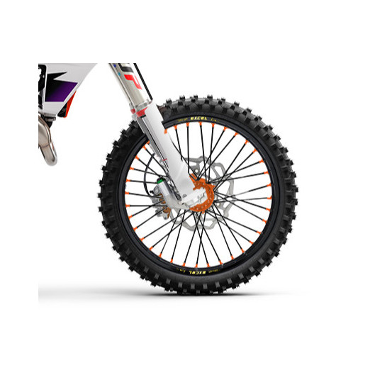 Roue avant complète 19x1,40 HAAN WHEELS - 32 rayons - Cercle EXCEL noir / Moyeu orange - GASGAS / HUSQVARNA / KTM
