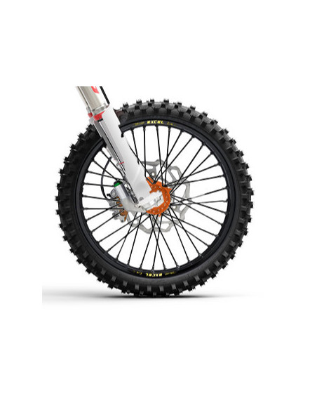 Roue avant complète 17x3,50 HAAN WHEELS - 36 rayons - Cercle EXCEL noir / Moyeu orange - HUSQVARNA / STARK