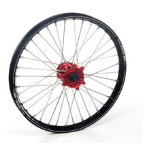 Roue avant complète 21x1,60 HAAN WHEELS - 36 rayons - Cercle EXCEL A60 noir / Moyeu rouge - GASGAS / HUSQVARNA / KTM