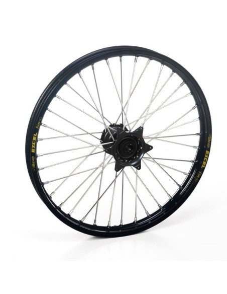 Roue avant complète 21x1,60 HAAN WHEELS - 36 rayons - Cercle EXCEL noir / Moyeu noir - GASGAS / HUSQVARNA / KTM