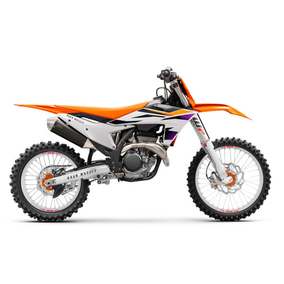 Roue avant complète 17x3,50 HAAN WHEELS - 36 rayons - Cercle EXCEL argent / Moyeu orange - HUSQVARNA / KTM