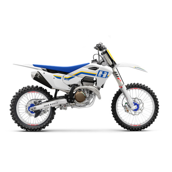 Roue avant complète 17x3,50 HAAN WHEELS - 36 rayons - Cercle EXCEL argent / Moyeu bleu - HUSQVARNA / KTM