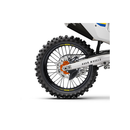 Roue arrière complète 17x4,50 HAAN WHEELS - 36 rayons - Cercle EXCEL noir / Moyeu orange - HUSABERG / HUSQVARNA / KTM